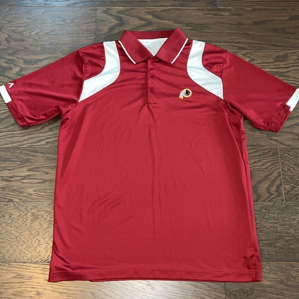 Vintage Antigua polyester men’s Washington Redskins Polo golf shirt L 2 tone